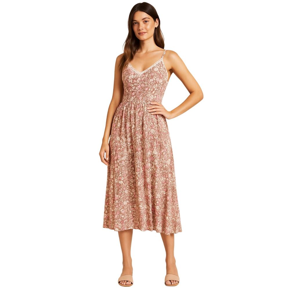 Rachel Zoe Los Angeles Floral Smocked Cottagecore Boho Midi Dress – Women’s 12